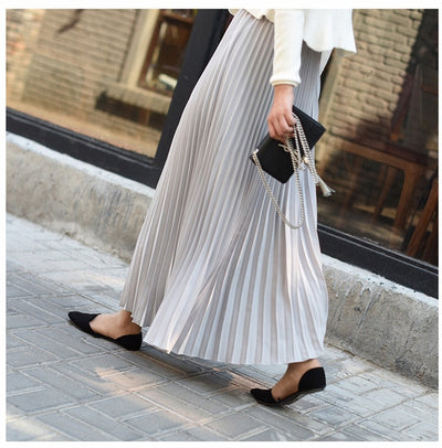 CK54  Fashion korean Pleated Long Skirts ( 10 Colors)