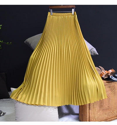 CK54  Fashion korean Pleated Long Skirts ( 10 Colors)