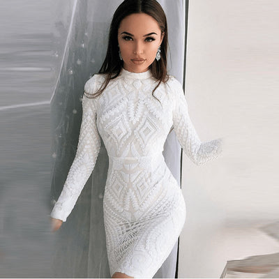 MX320 Long Sleeve Sequin Cocktail dresses ( 2 Colors )