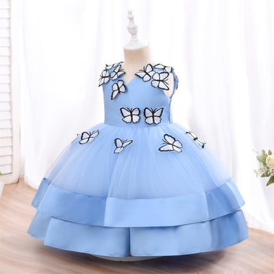 FG521 : 3D  Butterfly Princess Girl dresses ( 4 Colors )