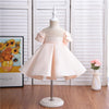 FG405 Bowknot Short Sleeve satin Kid Dresses ( 3 Colors )