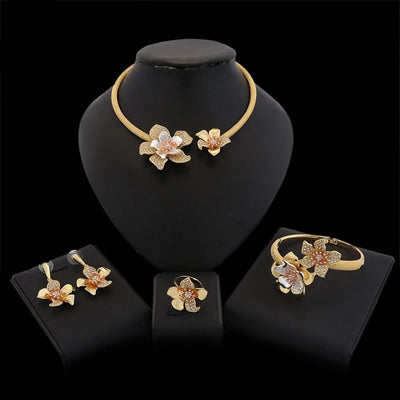 BJ103 Big Flower shape jewelry sets( Necklace,Earring,Ring,Bracelet)