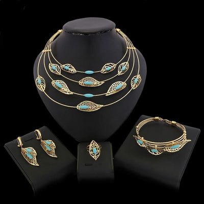 BJ331 : 5 Pcs Bridal Jewelry sets(Necklace/Earrings/Ring/Bracelet)
