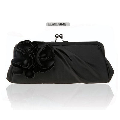 CB249 : 3D Flower Satin Bridal clutch Purses (3 colors )
