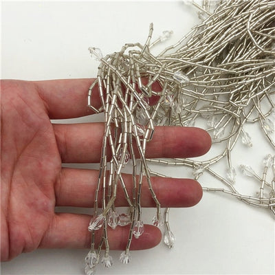 WJ23 Handmade Deep V Crystal  tassels fringe Bridal shawl(7 Colors)