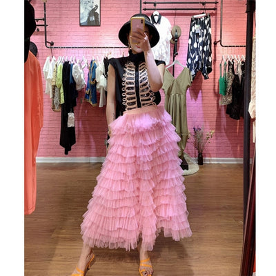 CK74 Korean Elastic High Waist ruffles Skirts (15  Colors )