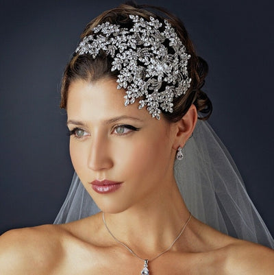 BJ38 Luxury crystal leaf Wedding Headband