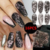BC01 : 16sheet/lot lace Lace Flower Nails Stickers (Black/white)