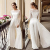 CL20 Clearance Sale 2pcs Wide legs Ivory Wedding Jumpsuit for Pre-wedding Photo shoot