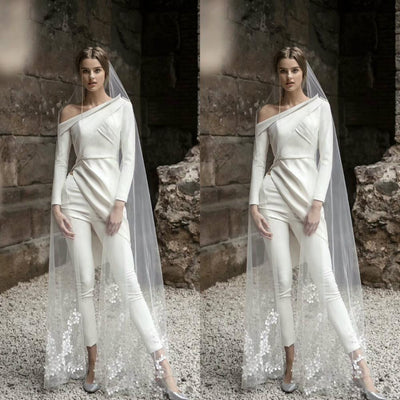 PD56 : 2pcs High quality long sleeves Wedding PantSuit