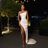 PP389 Simple strapless high split Prom dress