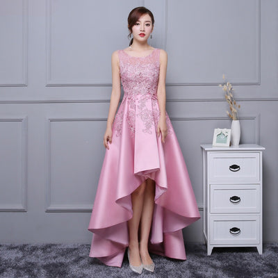 BH248 Lace satin Asymmetrical Bridesmaid Dresses (4 Colors)