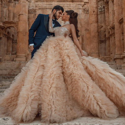 CG185 Handmade Sequined ruffle Wedding Dress