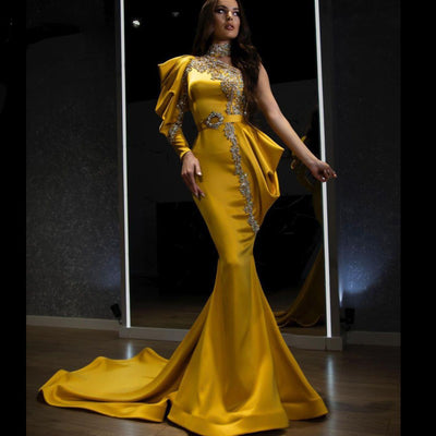 LG392 One Shoulder Beaded mermaid Prom Dresses( Custom colors )