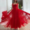 BH349 Polka Dot Tulle Tea Length Bridesmaid dress