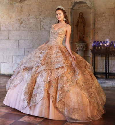 CG256 Luxury Spaghetti Strap Champagne Quinceanera Dress