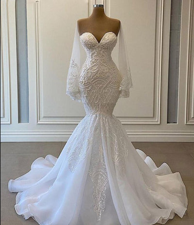 HW432 Handmade Crystals Beading mermaid Bridal Gowns