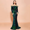 PP369 Off Shoulder Feather Sequin Evening Dresses (4 Colors )