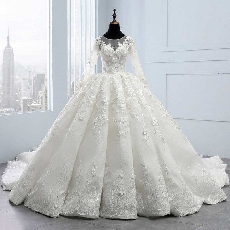 HW462 Real pictures Luxury 3D flower Wedding Gowns - Nirvanafourteen