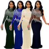 MX379 Plus size Sheer Mesh Crystal Maxi dresses ( 5 Colors )
