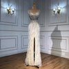 LG498 Real pictures Luxurious Feathers Beaded Formal Gowns