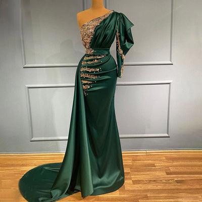 LG461 One Shoulder satin mermaid Evening Gowns (Custom colors)