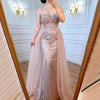 LG521 Real picture Spaghetti Strap Beaded Evening Gown