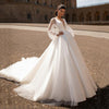 CW600 Simple Satin A-line Wedding dress with removable sleeves