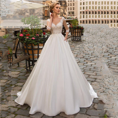 CW424 Bohemian half sleeves A-line Bridal dresses