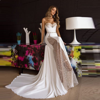 CW392 Simple Sweetheart mermaid Bridal dress with beading sash