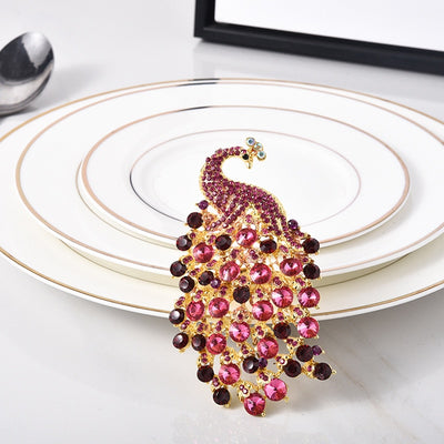 DIY333 : 10pcs/lot Luxury diamond peacock napkin rings