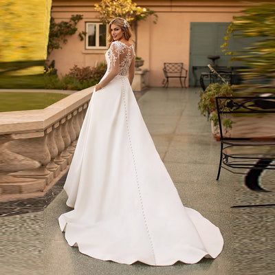 CW431 Illusion Back minimal Wedding Dress