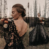 CG236 Gothic Black Vintage Wedding Dresses