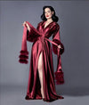 BR10 Silk satin Fur Robes For Bridal Party