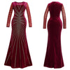 MX404 Plus size Burgundy Velvet Evening dress