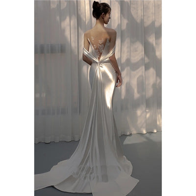 CW605 Classic Satin Mermaid Wedding Dress