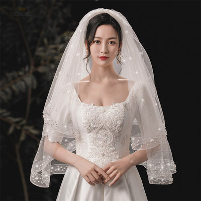 BV84 Beaded Two Layer Wedding Veils