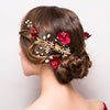 BJ385 : 2pcs red flower Bridal Hair claws