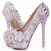BS177 Luxury  Full diamond pearls Wedding Shoes (Pink/White)