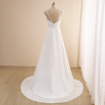 CW440 Spaghetti Straps Boho Wedding Gown