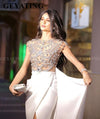 LG405 see through diamond beaded Gown with detachable train