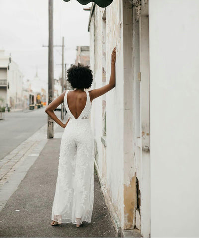 PD84 Simple lace wedding Jumpsuit for Pre-wedding Photoshoot