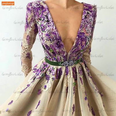PP544 Floral A-line Prom dress