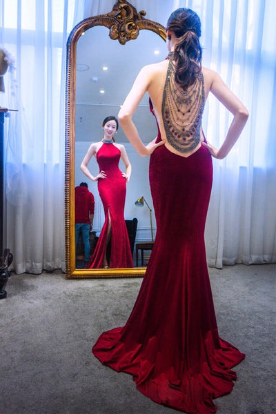 PP340  Halter mermaid Evening Dress