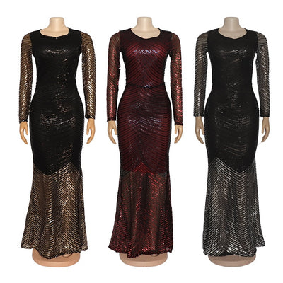 MX314 Plus size sequined Maxi dresses ( 3 Colors )