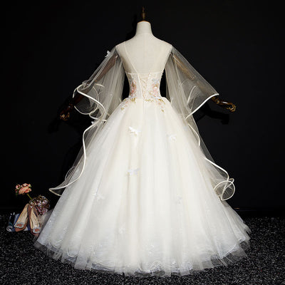 CG240 Flowers Lace  Prom Ball Gowns ( 2 Colors )