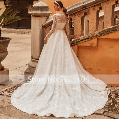 HW253 Glamorous long sleeves mermaid Bridal gown with detachable train
