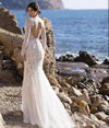 CW535 Gorgeous V-Neck Long Sleeve Lace mermaid wedding dress