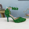 BS165 Green Lace Wedding Shoes + Clutch Purse