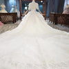 HW279 Real Photo : Luxury high neck short sleeves beaded Wedding Gowns
